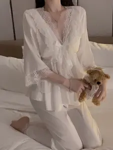 DressBerry Women V-Neck Top & Pyjamas Night suit