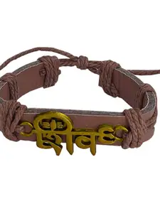 M Men Style Men Lord Shiva Mahadev Leather Wraparound Bracelet