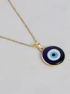 shobhram Gold-Plated Circular Shaped Pendant With Chain