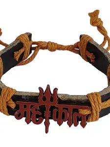 M Men Style Men Lord Shiva Mahadev Leather Wraparound Bracelet