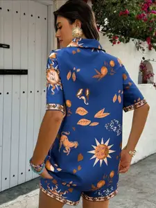 The Roadster LifestyleCo Comfort Graphic Printed Spread Collar Regular Fit Casual Shirt