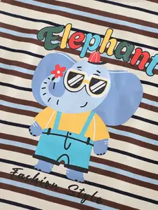 INCLUD Boys Striped Elephant Graphic Round Neck T-Shirt With Shorts