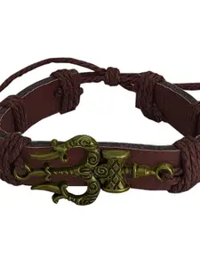 M Men Style Men Lord Shiv Mahadev Leather Wraparound Bracelet
