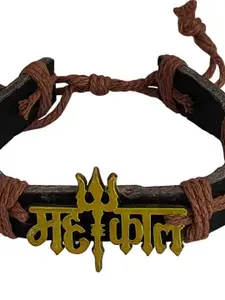 M Men Style Men Lord Shiva Mahadev Leather Wraparound Bracelet