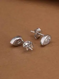 PALMONAS 925 Sterling Silver Rhodium-Plated CZ-Studded Oval Classic Pear Studs