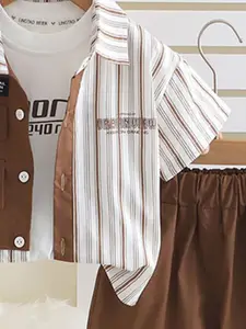 INCLUD Boys Striped Short Sleeves Shirt And T-shirt With Shorts