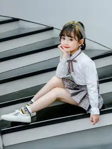 Xsole Girls Solid Long Sleeves Top With Skirt