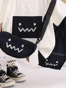 INCLUD Boys Printed Appliqued T-Shirt With Shorts & Sling Bag