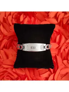 M Men Style Stainless Steel Religious Link Bracelet