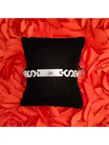 M Men Style Men Stainless Steel Silver-Plated Religious Wraparound Bracelet