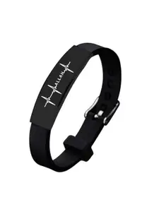 M Men Style Men Stainless Steel Religious Silicone Wraparound Bracelet