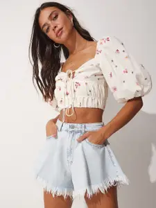 Happiness istanbul Buz Mavi Women Denim Shorts