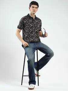 Monte Carlo Men Printed Polo Collar Cotton Slim Fit T-shirt