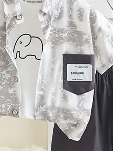 INCLUD Boys Typographic Printed Shirt With T-Shirt And Shorts