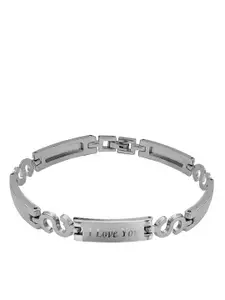 M Men Style Men Religious Silver-Plated Link Bracelet