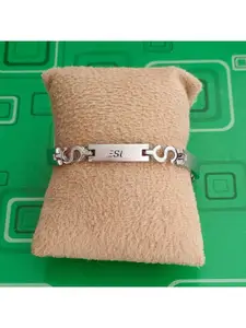 M Men Style Men Religious Silver-Plated Link Bracelet