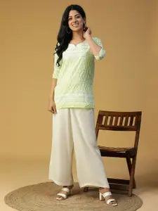 BAESD Women Embroidered V-Neck Thread Work Pure Cotton Thread Work Kurti