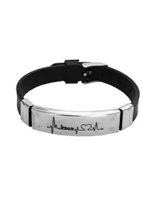 M Men Style Men Handcrafted Silver-Plated Cuff Bracelet