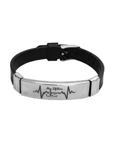 M Men Style Men Handcrafted Silver-Plated Cuff Bracelet