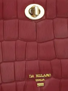 Da Milano Textured Leather Bucket Satchel with Quilted