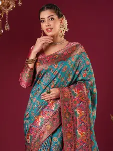 Anouk Women Floral Woven Design Viscose Rayon Celebrity  Banarasi Sarees