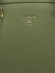 Da Milano Women Solid Textured Leather Satchel Handbags