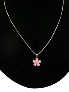 925 SILLER 925 Pure Silver Floral Chain Pendant