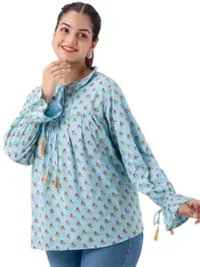 DMP FASHION Floral Printed V Neck A Line Kurti