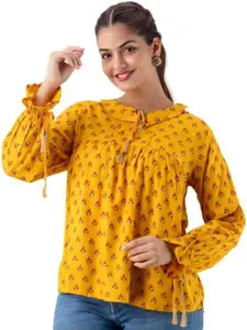 DMP FASHION Floral Printed Tie-Up Neck A Line Kurti