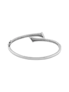 TEEJH Nisha Nirvana Women Silver-Plated CZ-Studded Oxidised Bangle-Style Bracelet