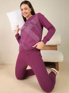 Sweet Dreams Women Printed Round Neck Night Suits