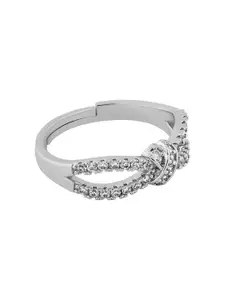 TEEJH Ravishing Raga Silver Plated Cubic Zirconia Stone Studded Finger Ring