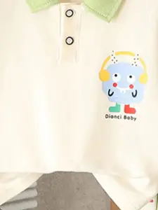 INCLUD Boys Graphic Printed Polo Collar T-Shirt With Shorts