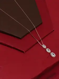 925 SILLER 925 Pure Silver Zircon Studded Rose Gold Chain Pendant