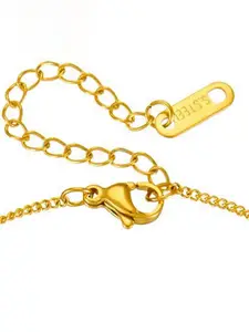MYKI Stainless Steel  Gold-Plated Artificial Stones Studded Link Bracelet