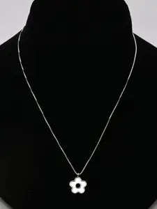 925 SILLER 925 Pure Silver Floral Chain Pendant