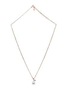 925 SILLER 925 Pure Silver Rose Gold Pearl Chain Pendant