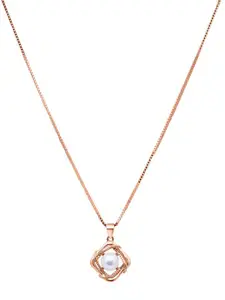 925 SILLER 925 Pure Silver Rose Gold Pearl Chain Pendant