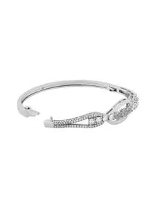 TEEJH Sona Sundari Women Silver-Plated CZ-Studded Oxidised Bangle-Style Bracelet