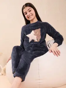 Sweet Dreams Girls Printed Round Neck Night Suits