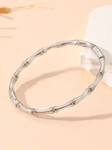 MYKI Stainless Steel Silver-Plated Cuff Bracelet