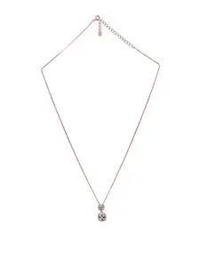 925 SILLER 925 Pure Silver Zircon Studded Rose Gold Chain Pendant