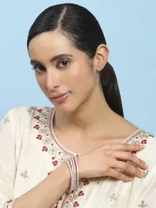 Biba Set Of 4 Sliver Plated Stone Studded Bangles