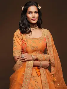 DIVASTRI DIVASTRI Embroidered Silk Semi-Stitched Lehenga & Unstitched Blouse With Dupatta