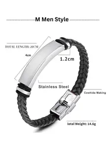 M Men Style Men Handcrafted Silver-Plated Cuff Bracelet