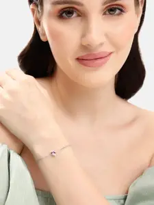 DressBerry Rhodium Plated with CZ Heart Charm Bracelet