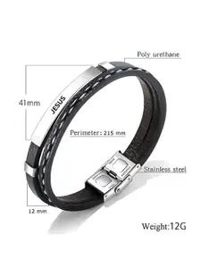 M Men Style Men Handcrafted Silver-Plated Wraparound Bracelet