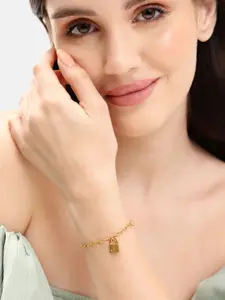 DressBerry 18kt Gold Plated with CZ Lock Charm Bracelet