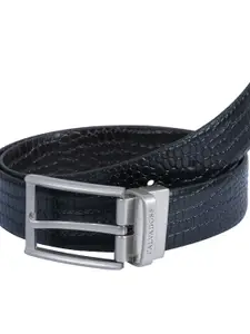 Calvadoss Men Textured Leather Croco Design Reversible Belt