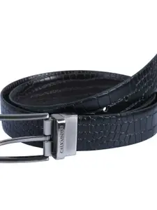 Calvadoss Men Textured Leather Reversible Belt
